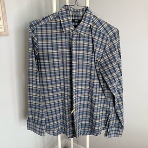 Boss Blue and Gray Plaid Button-Down Shirt